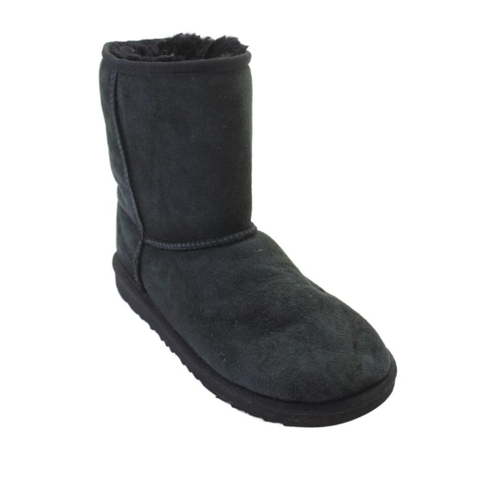 Ugg Womens Suede Sherpa Interior Slip On Ankle Boots Black Size 6